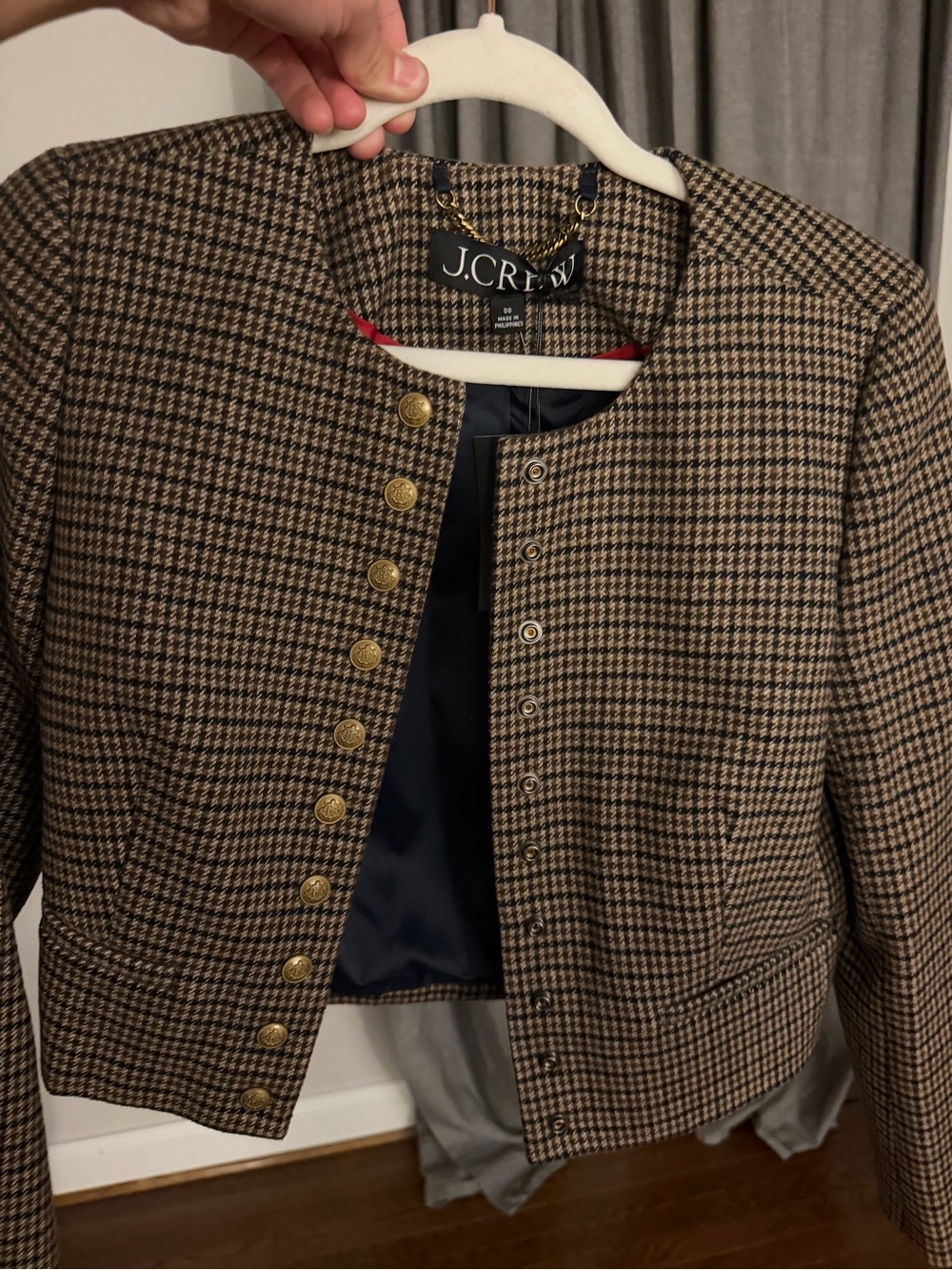 J.Crew lady Bridgette lady jacket in houndstooth wool blend